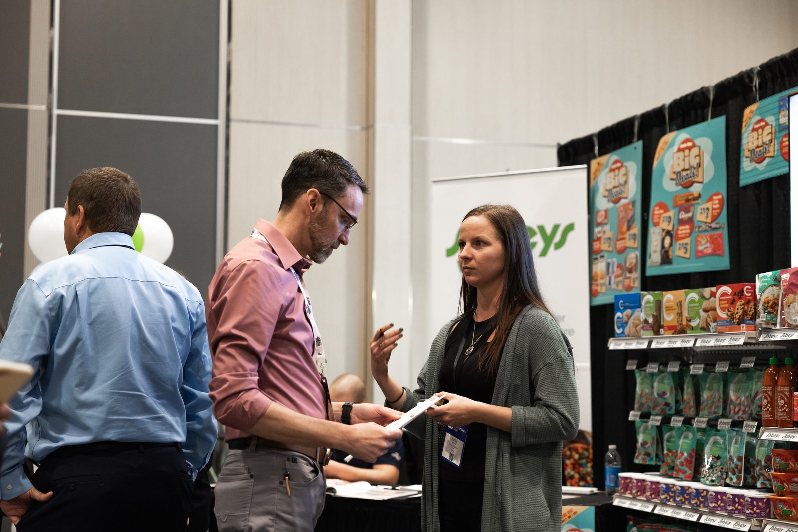 Candy and snack products at an exhibitor booth